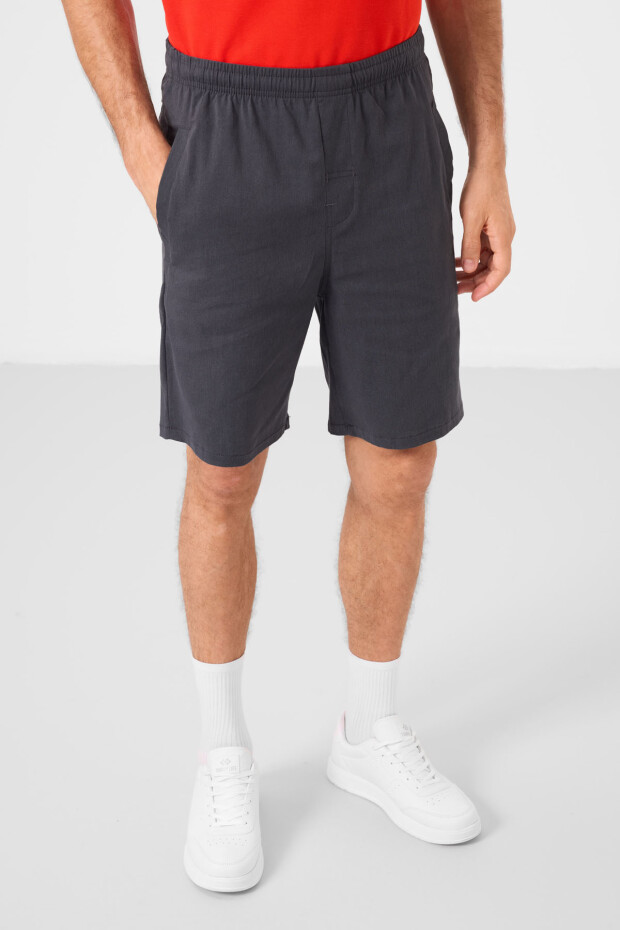 Gri Standart Fit Dokuma Hafif Esnek Chino Erkek Şort - 81292 - 2