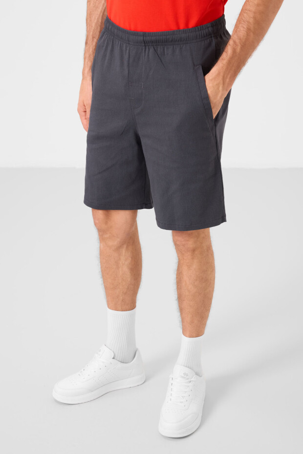 Gri Standart Fit Dokuma Hafif Esnek Chino Erkek Şort - 81292 - 5