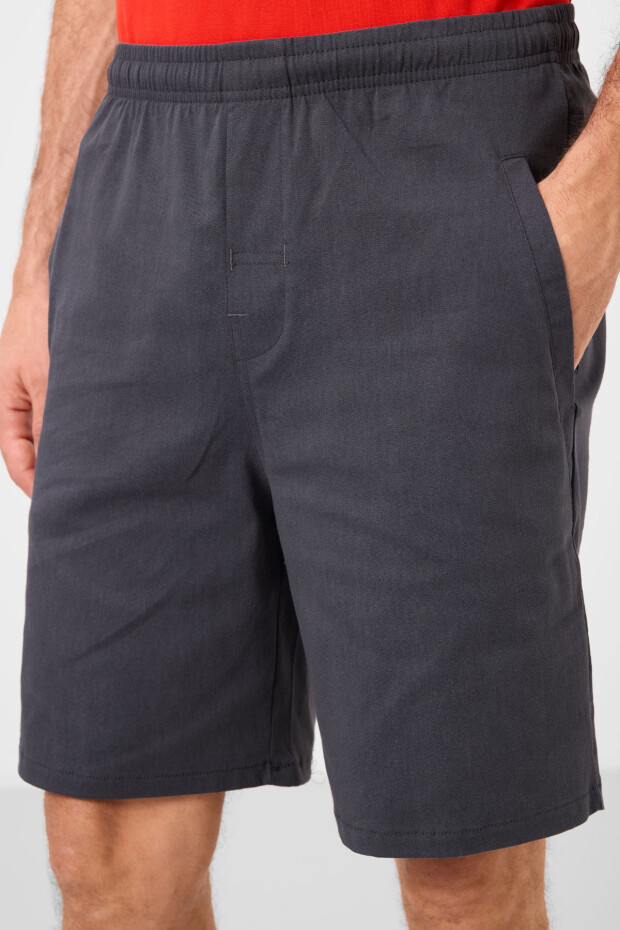 Gri Standart Fit Dokuma Hafif Esnek Chino Erkek Şort - 81292 - 3