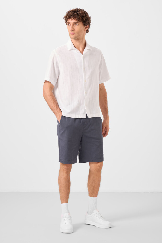 Gri Standart Fit Dokuma Hafif Esnek Chino Erkek Şort - 81293 - 4