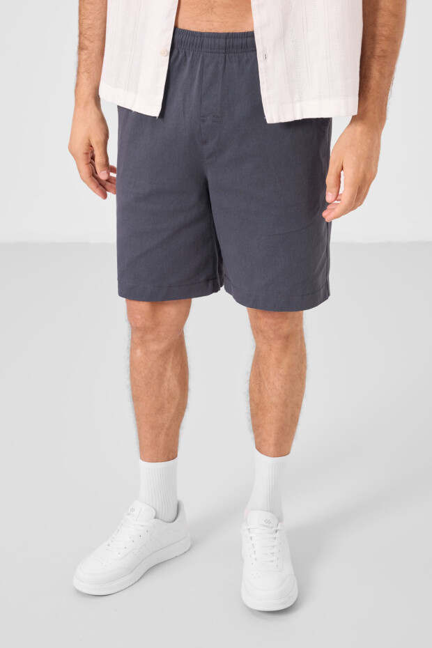 Gri Standart Fit Dokuma Hafif Esnek Chino Erkek Şort - 81293 - 2