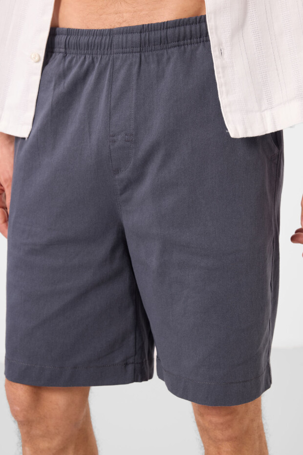 Gri Standart Fit Dokuma Hafif Esnek Chino Erkek Şort - 81293 - 3