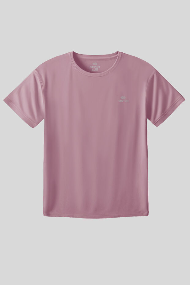 Gül Kurusu Baskılı O Yaka Rahat Form Battal Büyük Beden Kadın T-Shirt - 97308 - 2