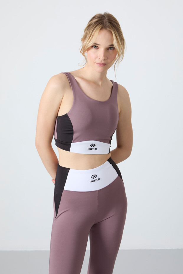 Gül Kurusu Esnek Standart Fit Performans Kadın Tayt Takım - 95334 - 2