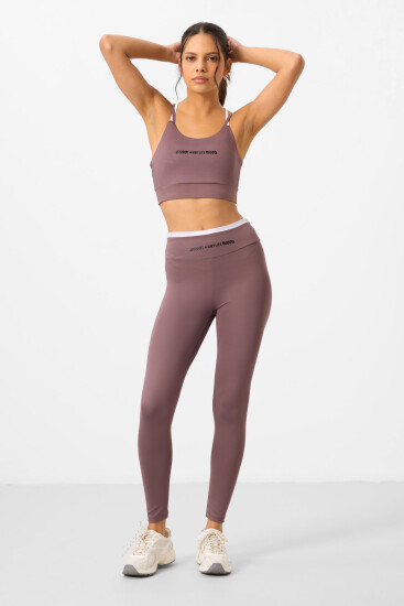 Gül Kurusu Esnek Standart Fit Performans Kadın Tayt Takım - 95333 