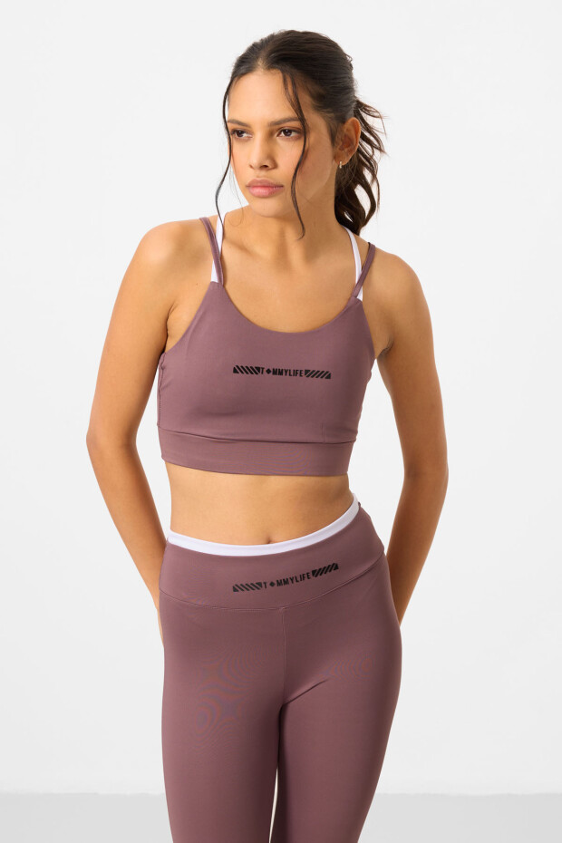 Gül Kurusu Esnek Standart Fit Performans Kadın Tayt Takım - 95333 - 4