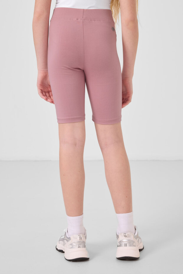 Gül Kurusu Pamuklu Kısa Paça Standart Fit Basic Kız Çocuk Tayt - 75188 - 5