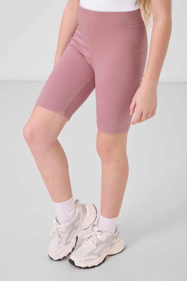 Gül Kurusu Pamuklu Kısa Paça Standart Fit Basic Kız Çocuk Tayt - 75188 - 4