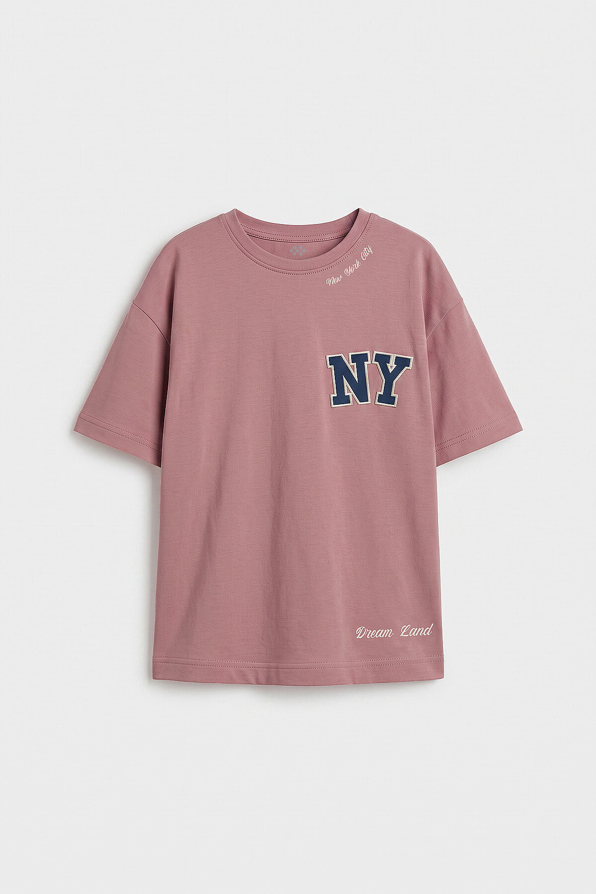 Gül Kurusu Oversize Kısa Kollu Baskılı Kız Çocuk T-Shirt - 75174 - TOMMYLIFE (1)