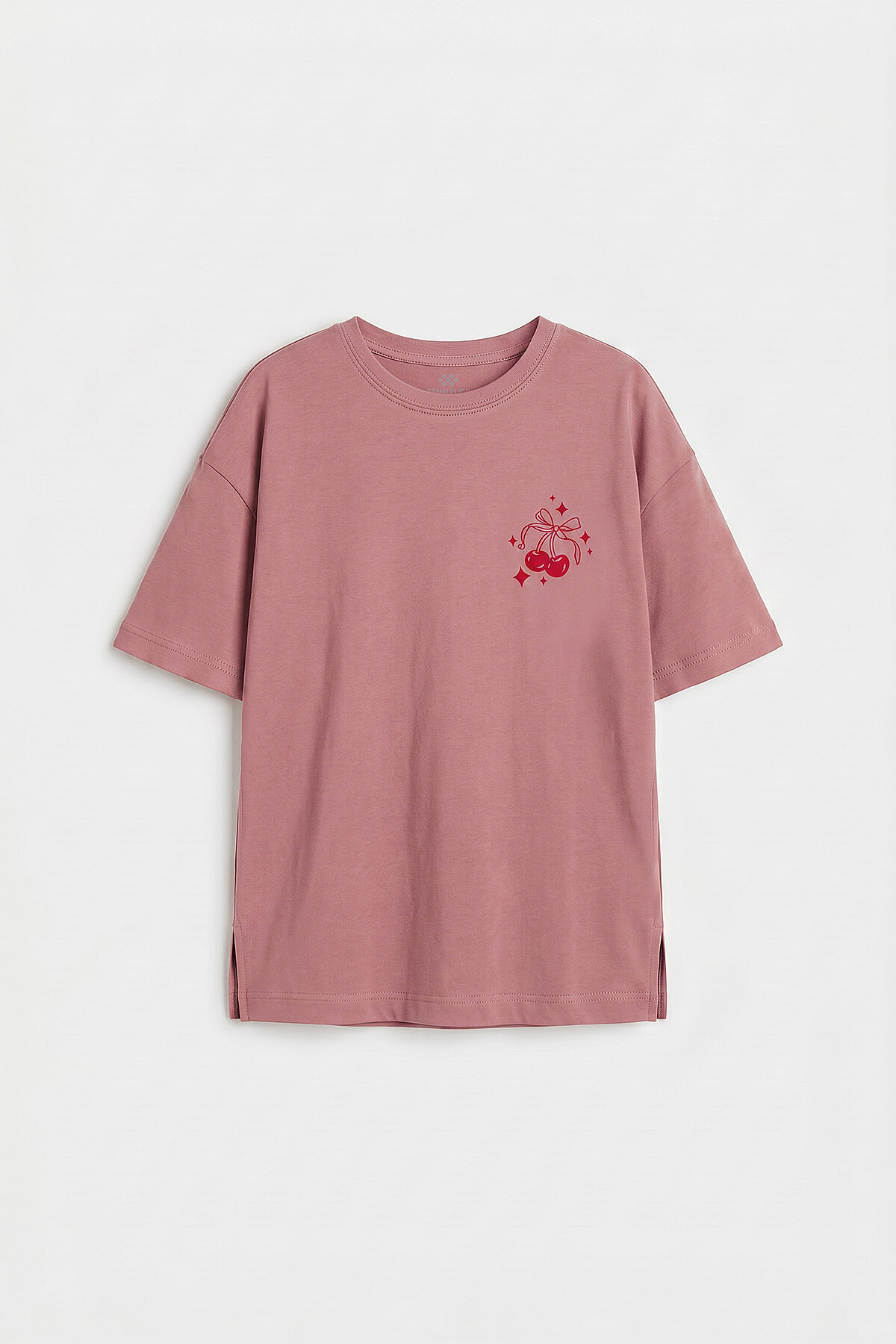 Gül Kurusu Oversize Kısa Kollu Baskılı Kız Çocuk T-Shirt - 75176 - TOMMYLIFE