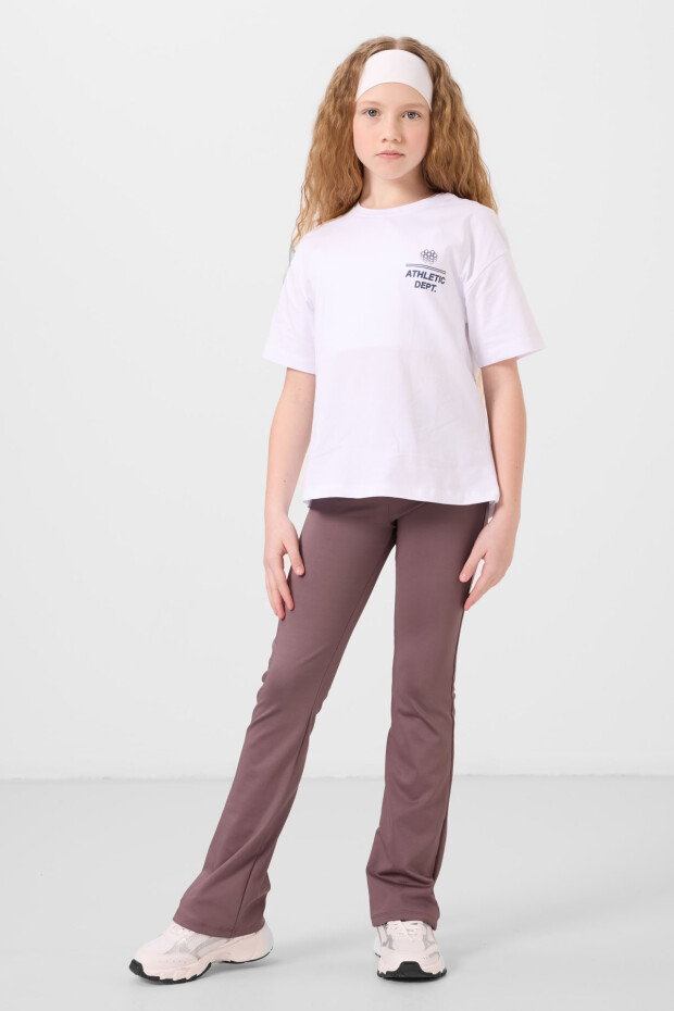 Gül Kurusu Esnek Standart Fit Basic Performans İspanyol Paça Kız Çocuk Tayt - 75193