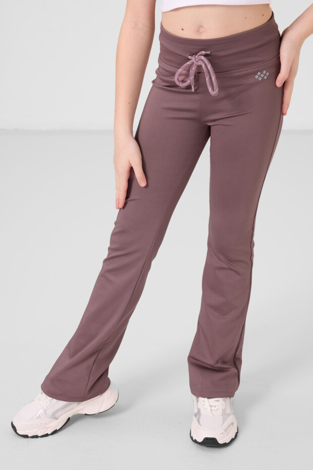 Gül Kurusu Esnek Standart Fit Basic Performans İspanyol Paça Kız Çocuk Tayt - 75193