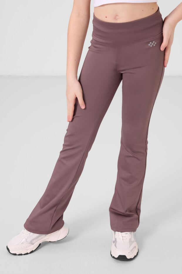 Gül Kurusu Esnek Standart Fit Basic Performans İspanyol Paça Kız Çocuk Tayt - 75193 - 1