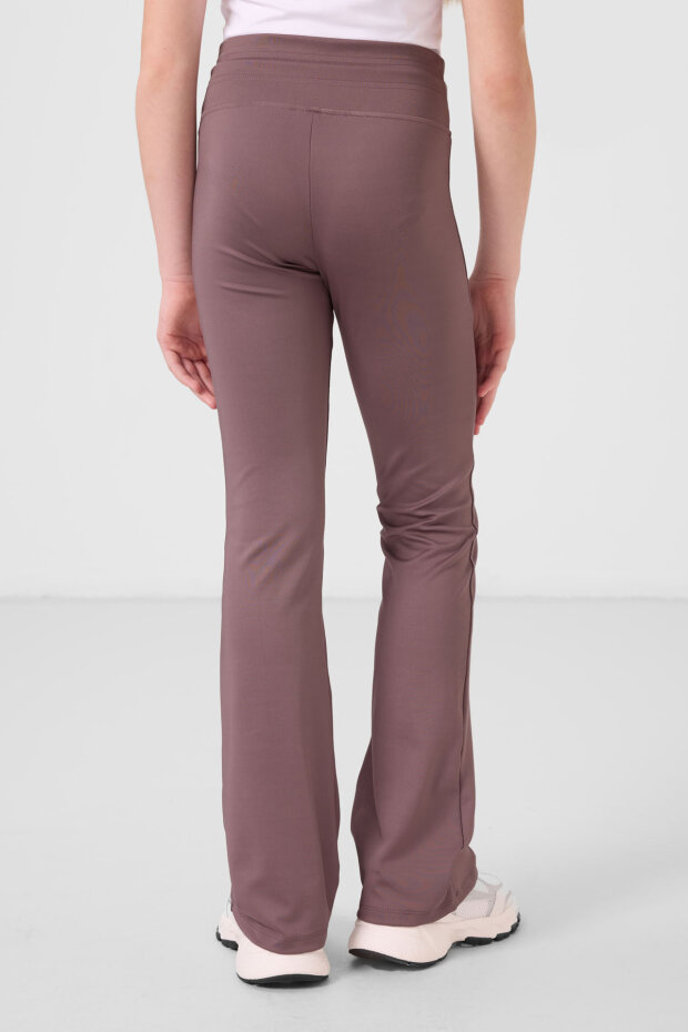 Gül Kurusu Esnek Standart Fit Basic Performans İspanyol Paça Kız Çocuk Tayt - 75193 - 5