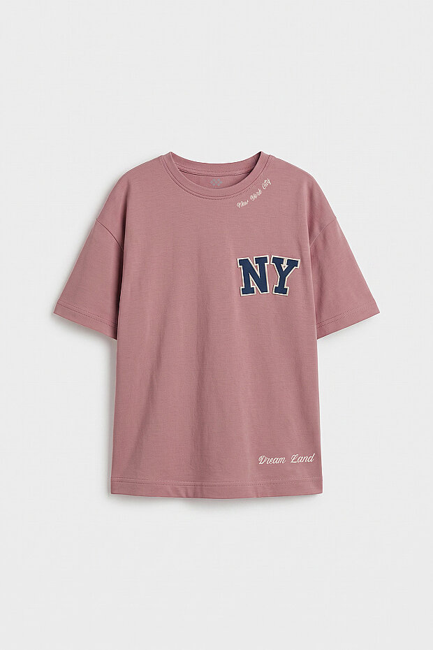Gül Kurusu Rahat Form Kısa Kollu Baskılı Kız Çocuk T-Shirt - 75174 - 3