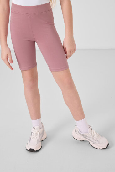 Gül Kurusu Pamuklu Kısa Paça Standart Fit Basic Kız Çocuk Tayt - 75188 