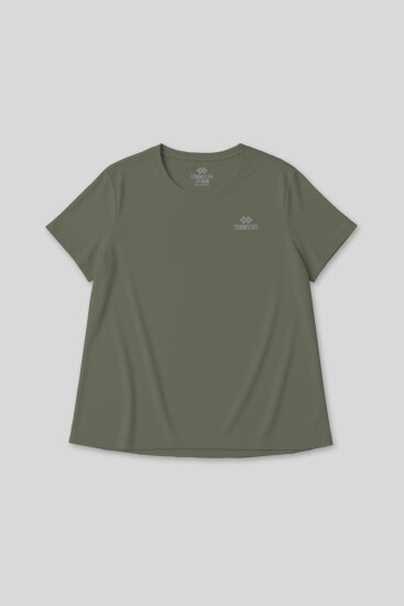 Haki Baskılı Rahat Form Büyük Beden Performans Kadın T-Shirt - 97308 
