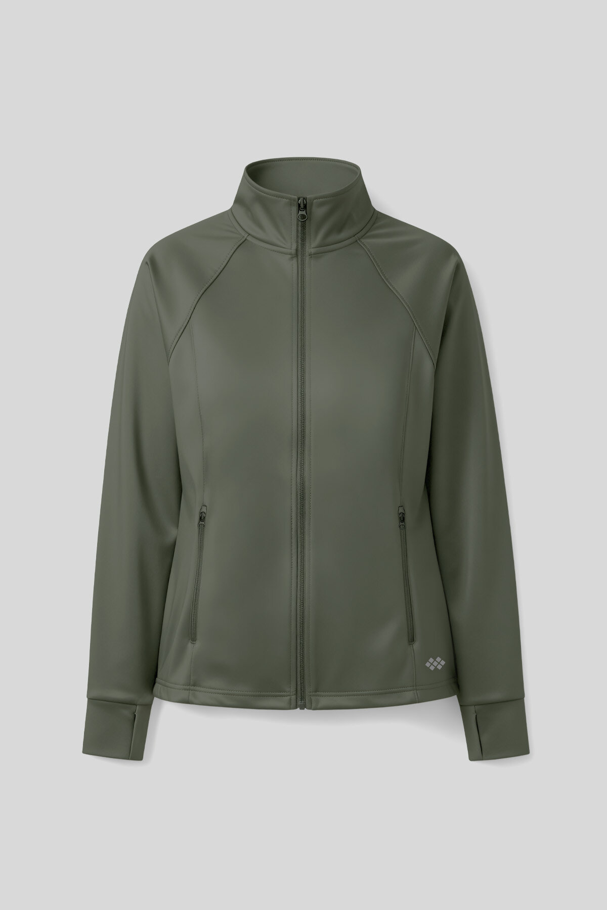 Haki Fermuarlı Dik Yaka Basic Rahat Form Kadın Koşu Ceketi - 97310 - TOMMYLIFE