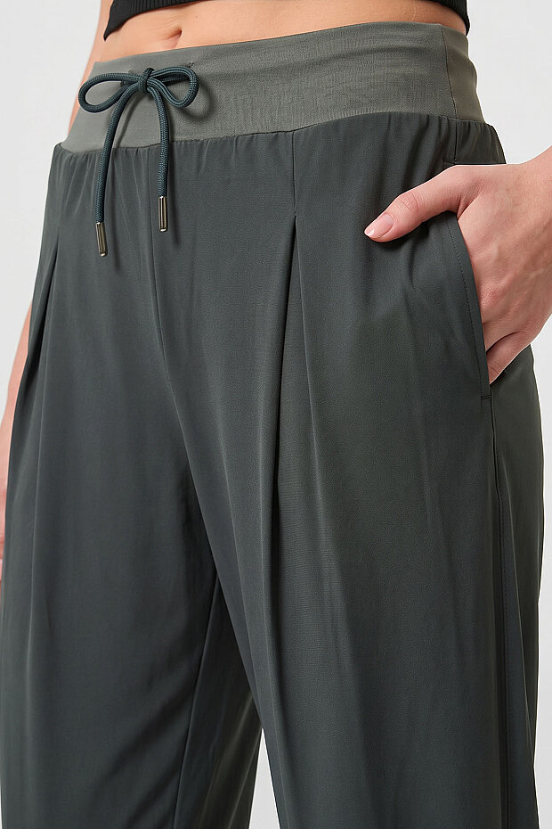 Haki Cepli Standart Kalıp Kadın Yoga Pantolon - 94677 - 4