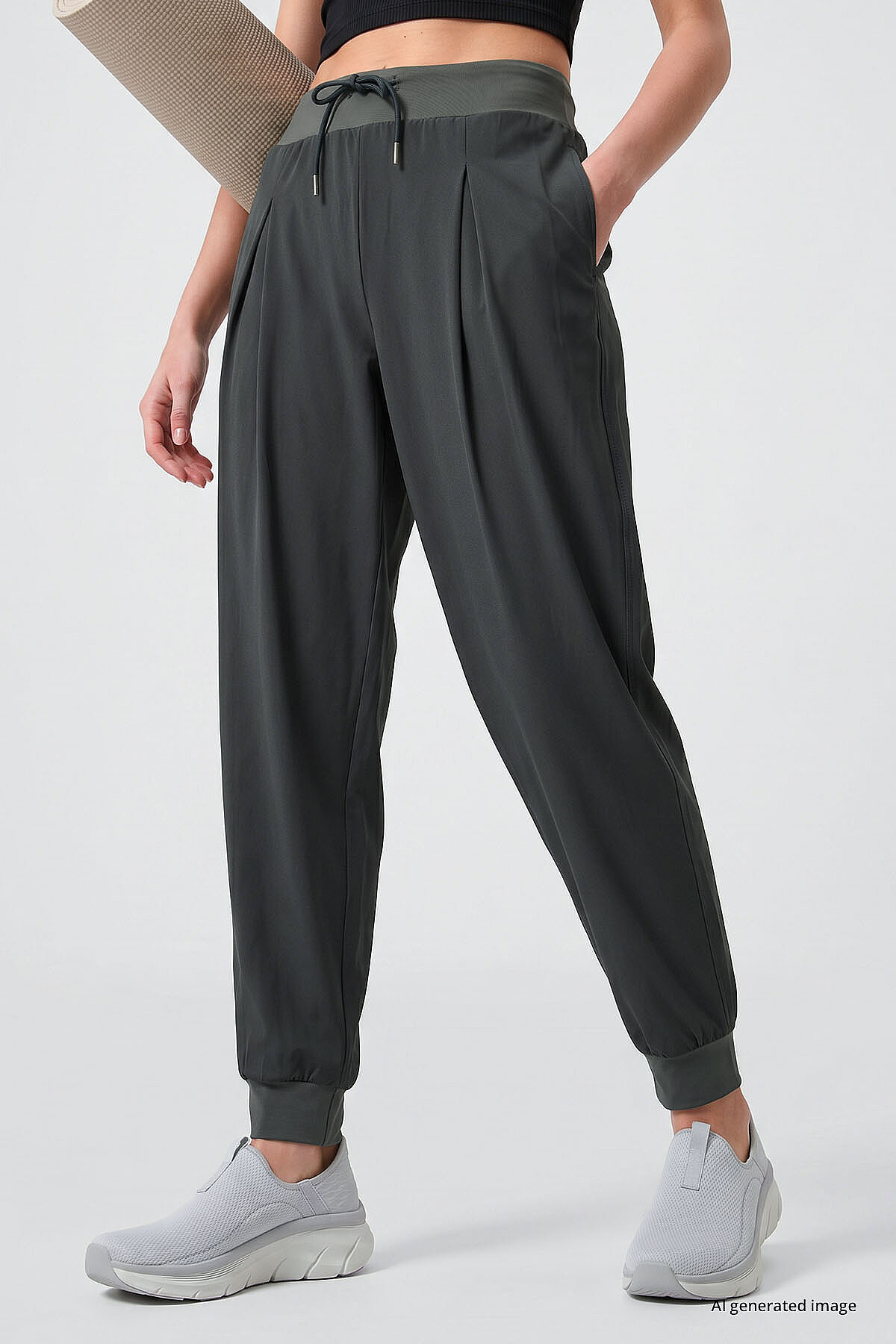 Haki Cepli Standart Kalıp Kadın Yoga Pantolon - 94677 - TOMMYLIFE (1)