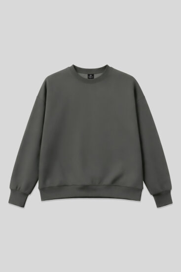 Haki Basic O Yaka Oversize Kadın Sweatshirt - 97053 - TOMMYLIFE (1)