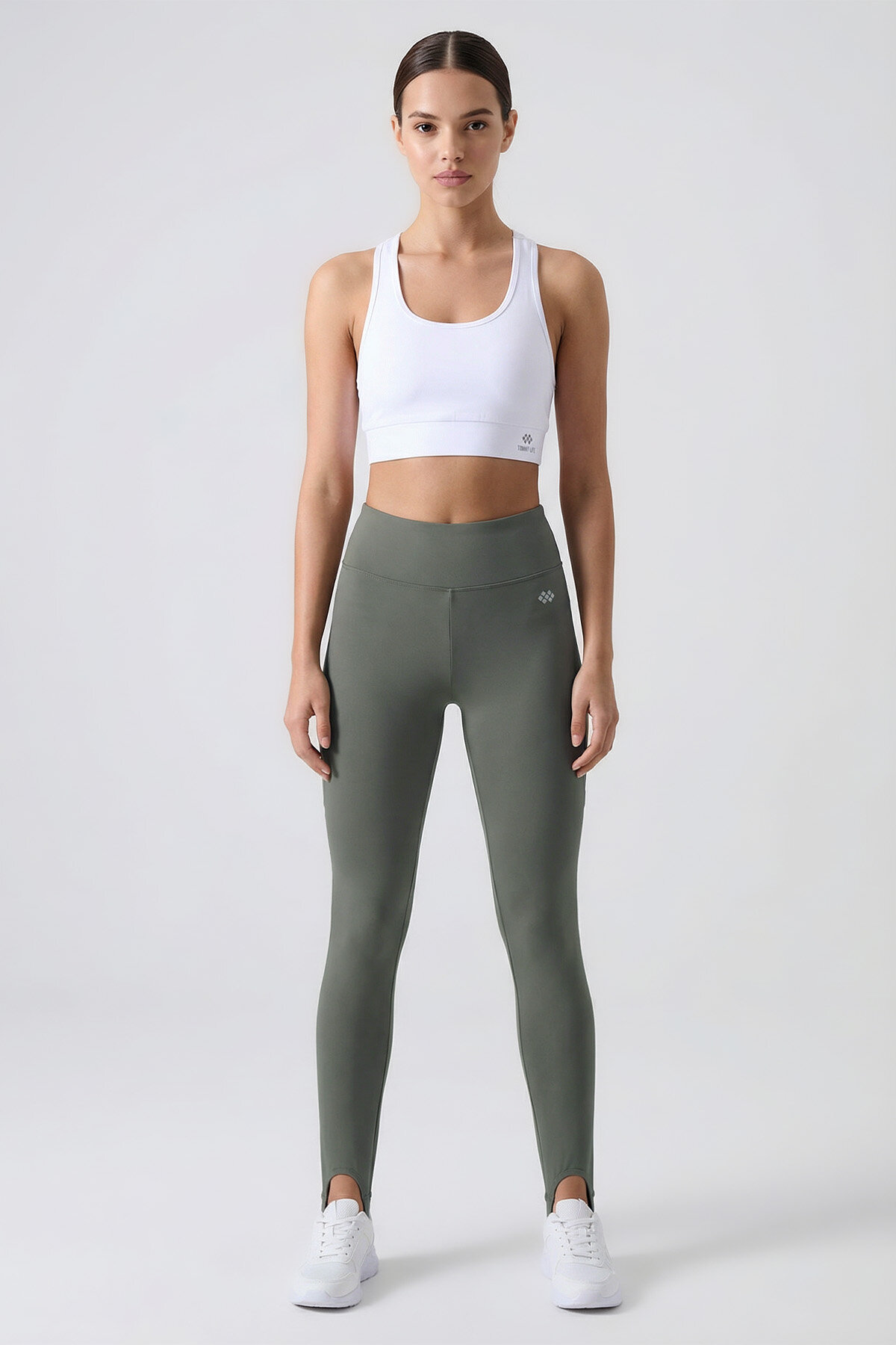 Haki Standart Fit Esnek Spor Performans Kadın Topuklu Tayt - 94685 - TOMMYLIFE