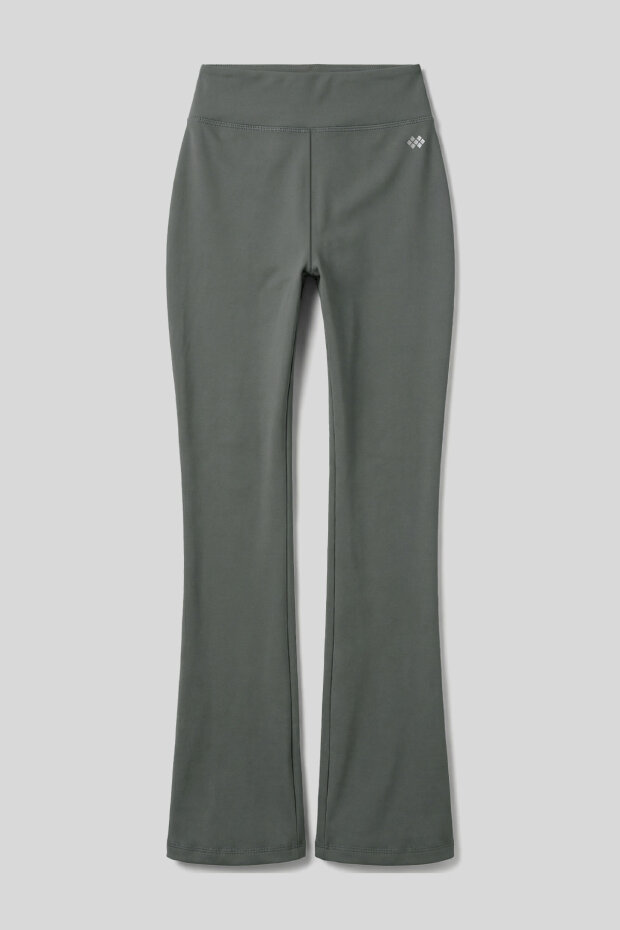 Haki Esnek Yüksek Bel Spor Performans Kadın İspanyol Paça Kadın Tayt - 94686 - 1