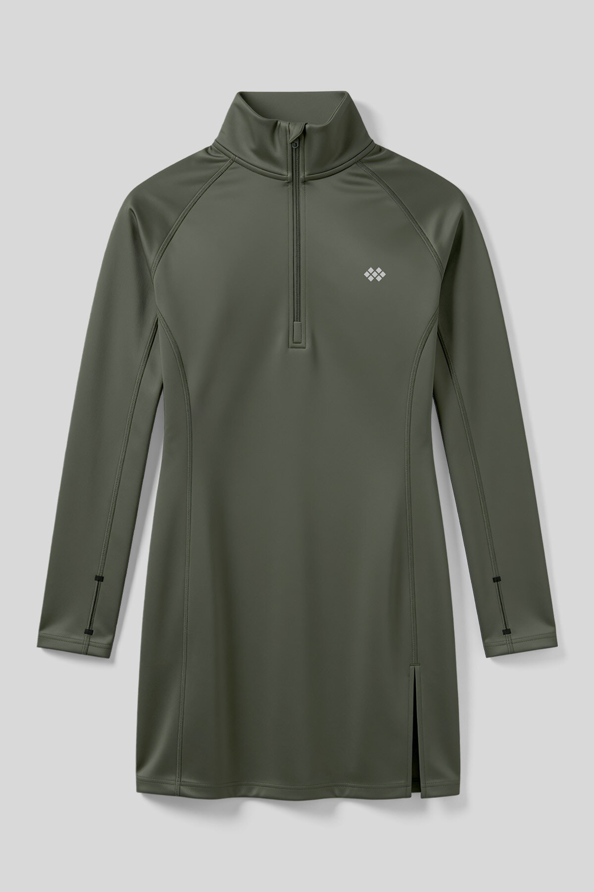 Haki Yarım Fermuarlı Dik Yaka Standart Kalıp Kadın Sporcu Tunik - 97309 - TOMMYLIFE