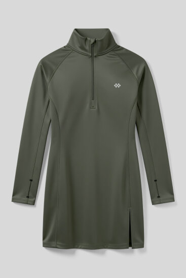 Haki Yarım Fermuarlı Dik Yaka Standart Kalıp Kadın Sporcu Tunik - 97309 - TOMMYLIFE