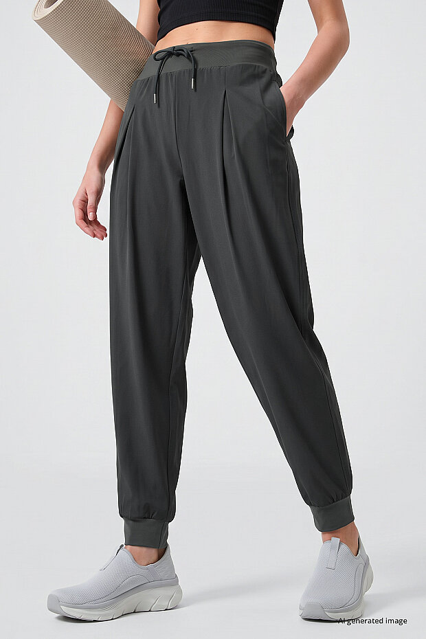 Haki Cepli Standart Kalıp Kadın Yoga Pantolon - 94677 - 4