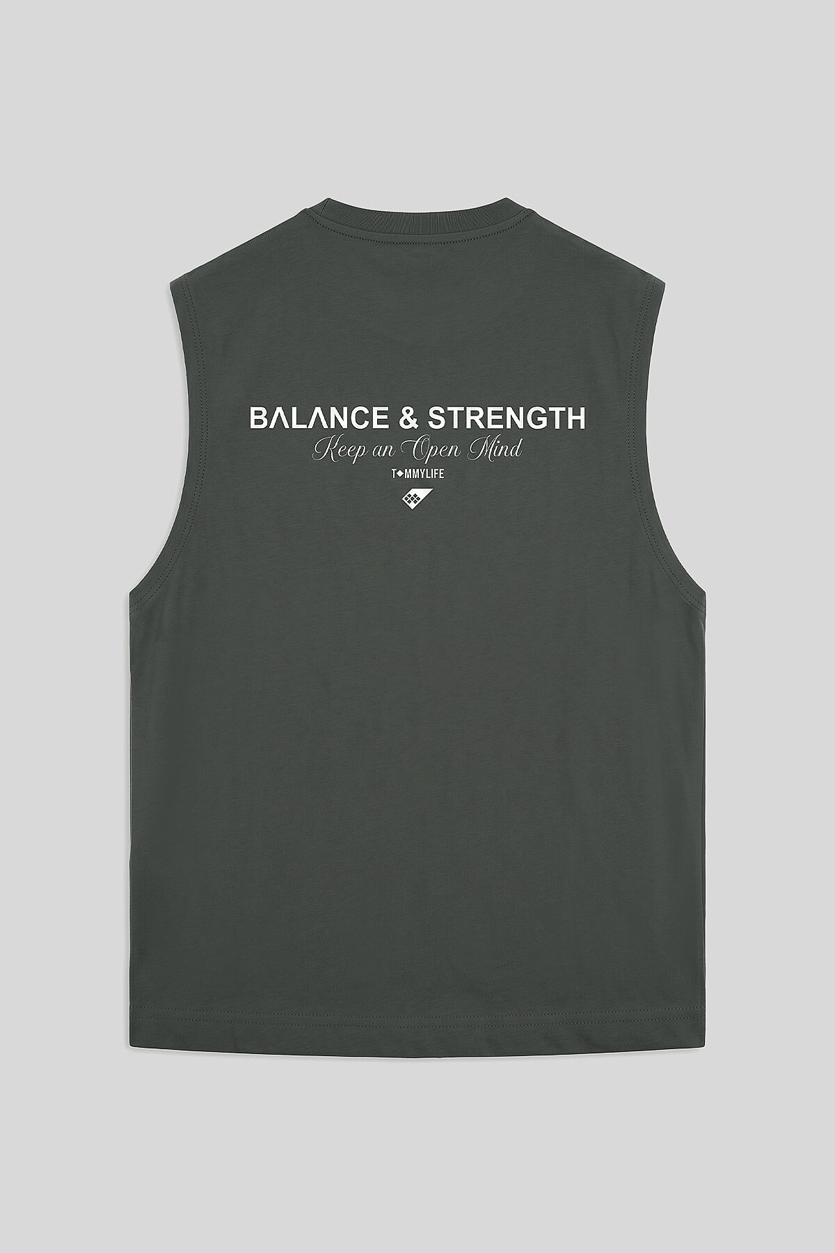 Haki Rahat Form Baskılı Spor Performans Kolsuz Erkek Atlet - 88502 - TOMMYLIFE (1)