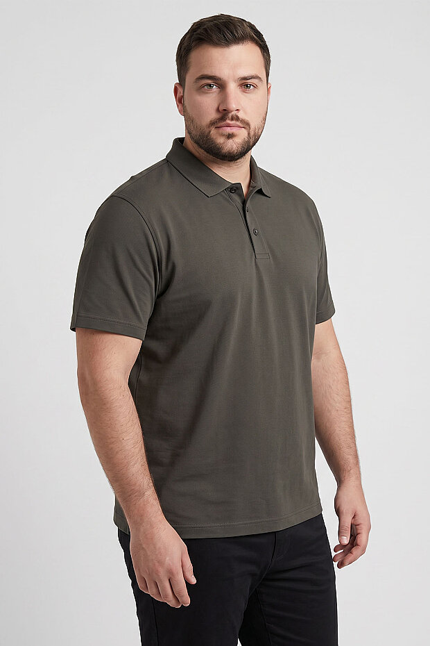 Haki Polo Yaka Büyük Beden Battal Erkek T-Shirt - 88511 - 1