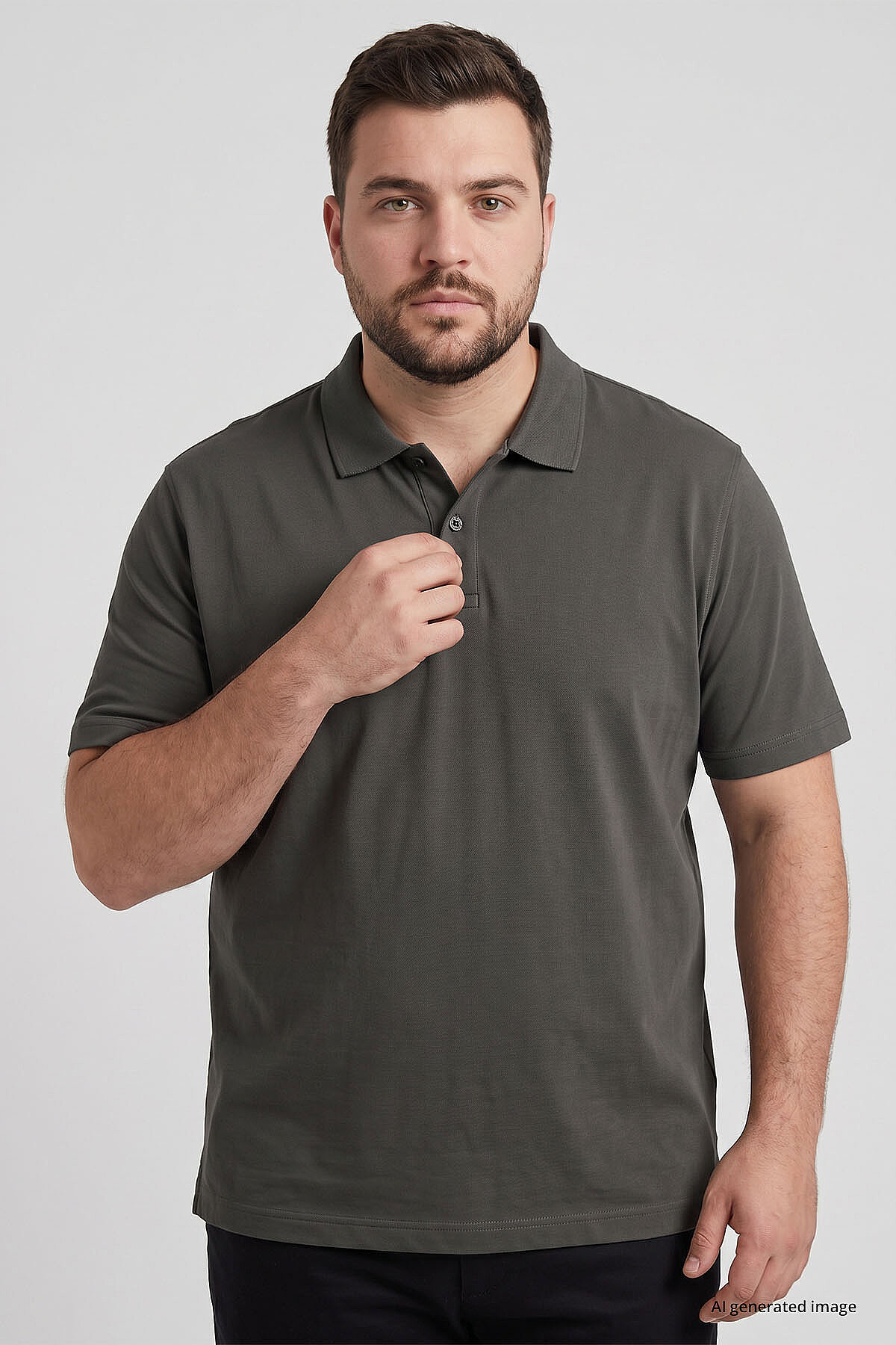 Haki Polo Yaka Büyük Beden Battal Erkek T-Shirt - 88511 - TOMMYLIFE