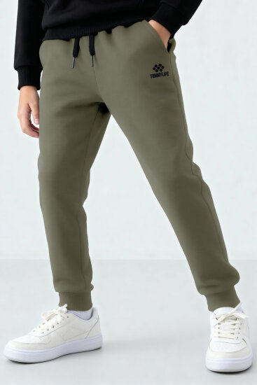 Haki Standart Fit Manşetli İnce Erkek Çocuk Eşofman Alt - 11205 - TOMMYLIFE (1)