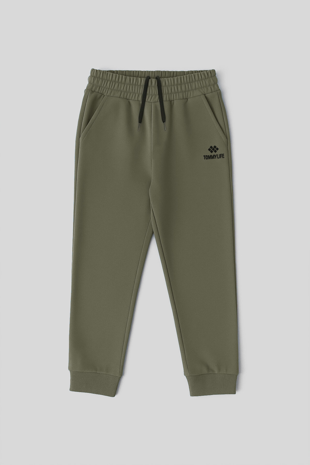 Haki Standart Fit Manşetli İnce Erkek Çocuk Eşofman Alt - 11205 - TOMMYLIFE