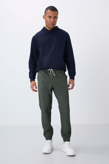 Haki Yüzeyi Dokulu Standart Fit Erkek Eşofman Alt - 82156 - Air Jones (1)