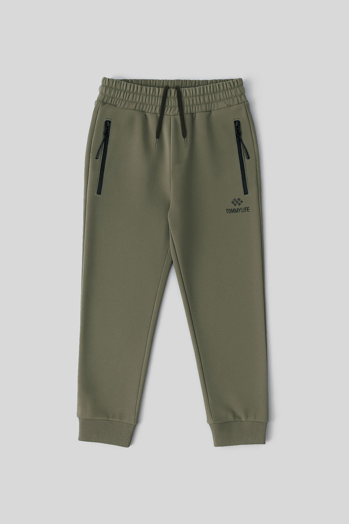 Haki Fermuarlı Standart Fit İnce Erkek Çocuk Eşofman Alt - 64042 - TOMMYLIFE
