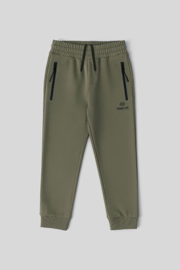 Haki Fermuarlı Standart Fit İnce Erkek Çocuk Eşofman Alt - 64042 - TOMMYLIFE