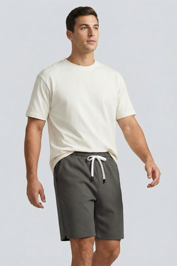 Haki Standart Fit Basic Arka Cepli Erkek Şort - 88314 - 2