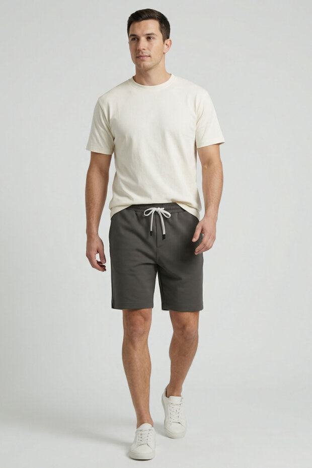 Haki Standart Fit Basic Arka Cepli Erkek Şort - 88314 - 3