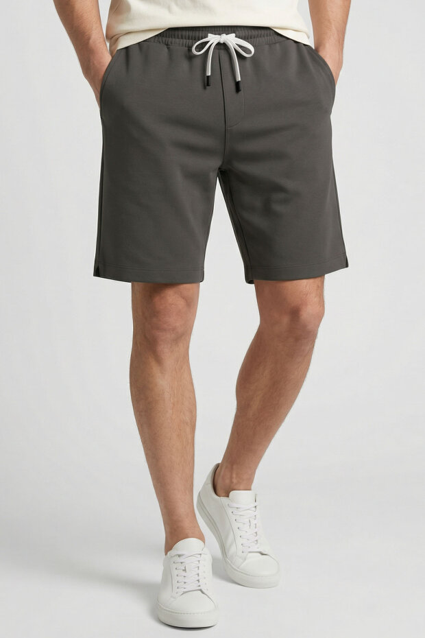 Haki Standart Fit Basic Arka Cepli Erkek Şort - 88314 - 1