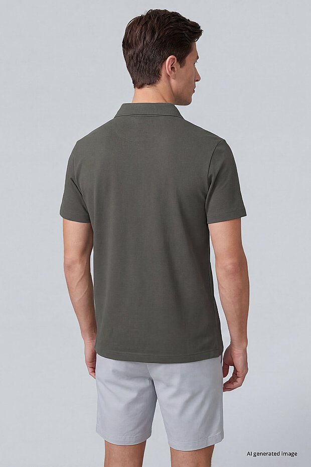 Haki Rahat Form Yumuşak Dokulu Polo Yaka Erkek T-Shirt - 88496 - 4