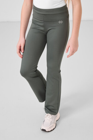 Haki Esnek Standart Fit Basic Performans İspanyol Paça Kız Çocuk Tayt - 75193 
