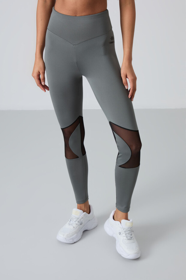 Haki Esnek Standart Fit Performans Kadın Tayt Takım - 95331 - 5