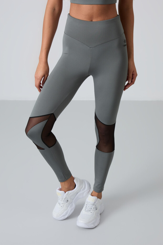 Haki Esnek Standart Fit Performans Kadın Tayt Takım - 95331 - 7
