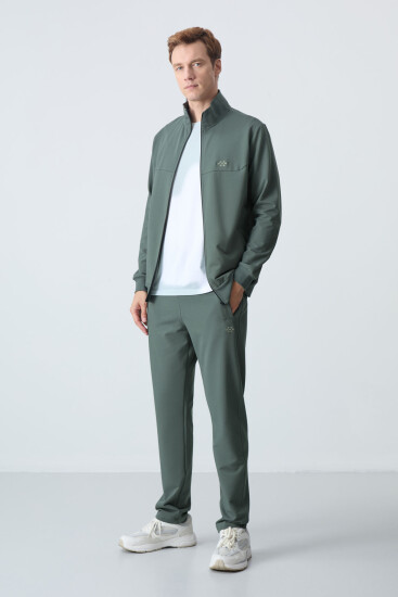 Haki Pamuklu Kalın Yumuşak Dokulu Comfort Fit Basic Erkek Eşofman Takım - 85260 