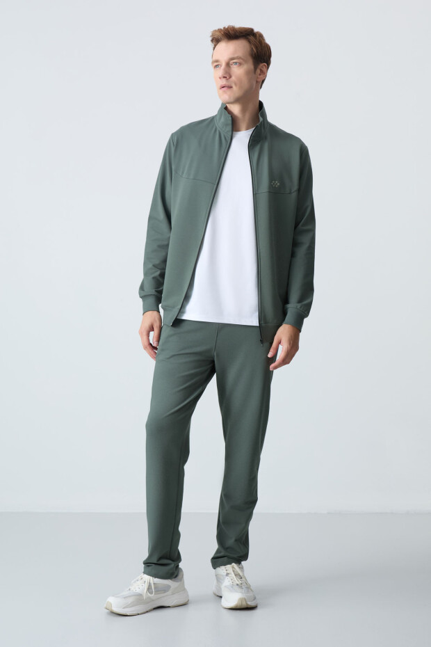 Haki Pamuklu Kalın Yumuşak Dokulu Comfort Fit Basic Erkek Eşofman Takım - 85260 - 7