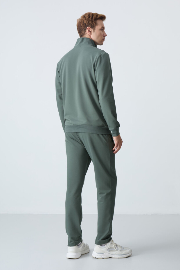 Haki Pamuklu Kalın Yumuşak Dokulu Comfort Fit Basic Erkek Eşofman Takım - 85260 - 9