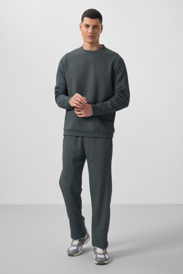 Haki Yüzeyi Dokulu Oversize Erkek Eşofman Takım - 85275 - 4