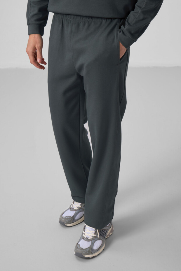 Haki Yüzeyi Dokulu Oversize Erkek Eşofman Takım - 85275 - 3